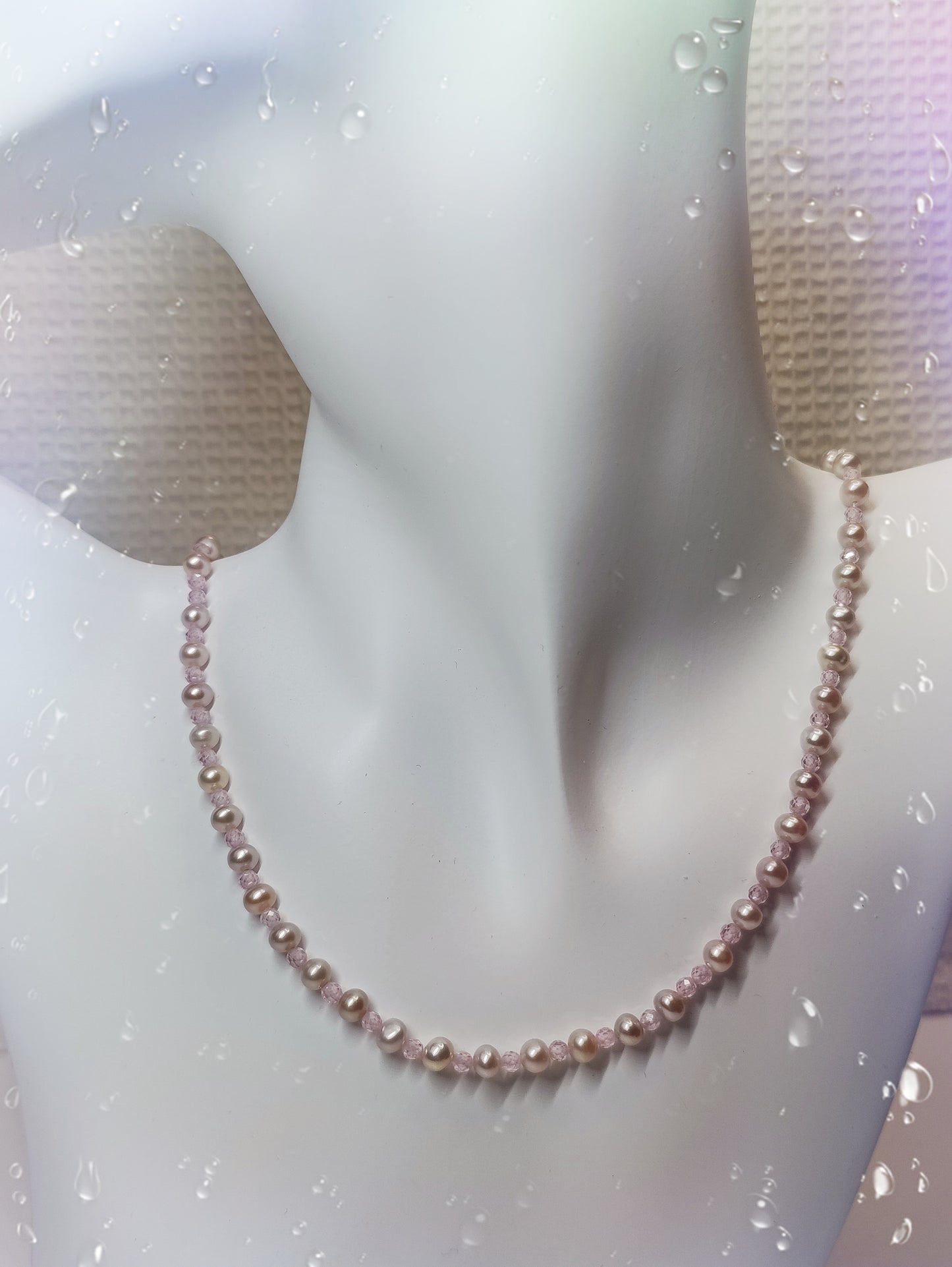 Pink Freshwater Pearl Necklace with Magnetic Clasp (45cm)