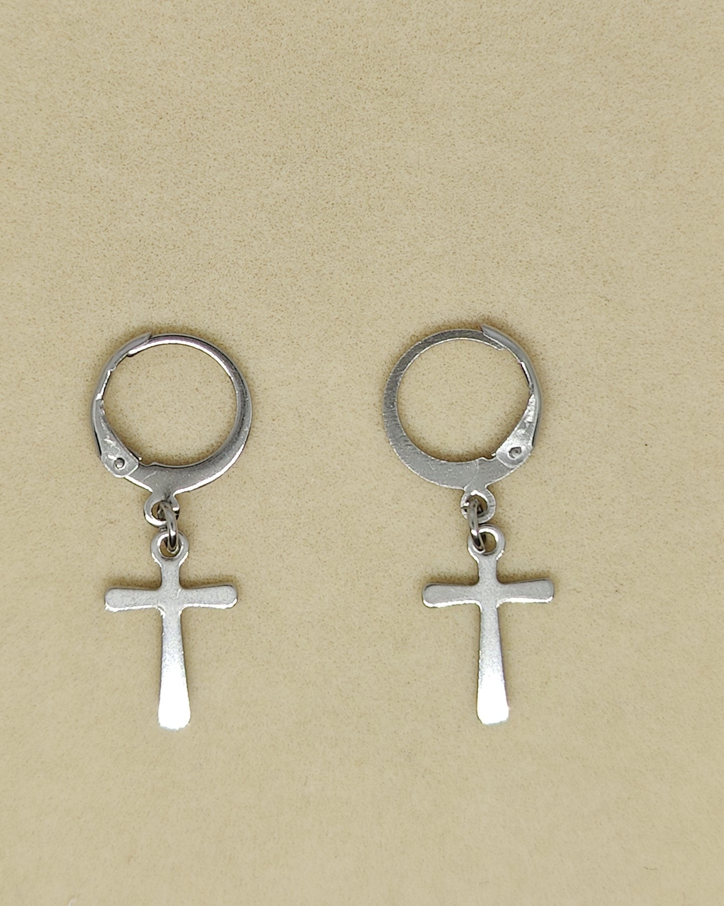 Round Ear Hooks with Exquisite Cross Pendant