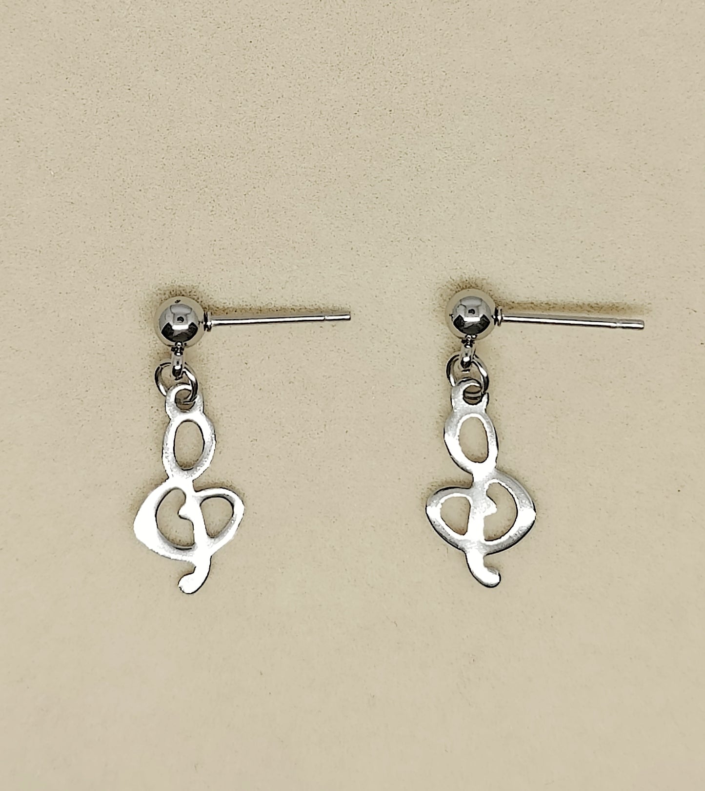 Ball Stud Earrings with Musical-Note-Shaped Pendant(Medium)