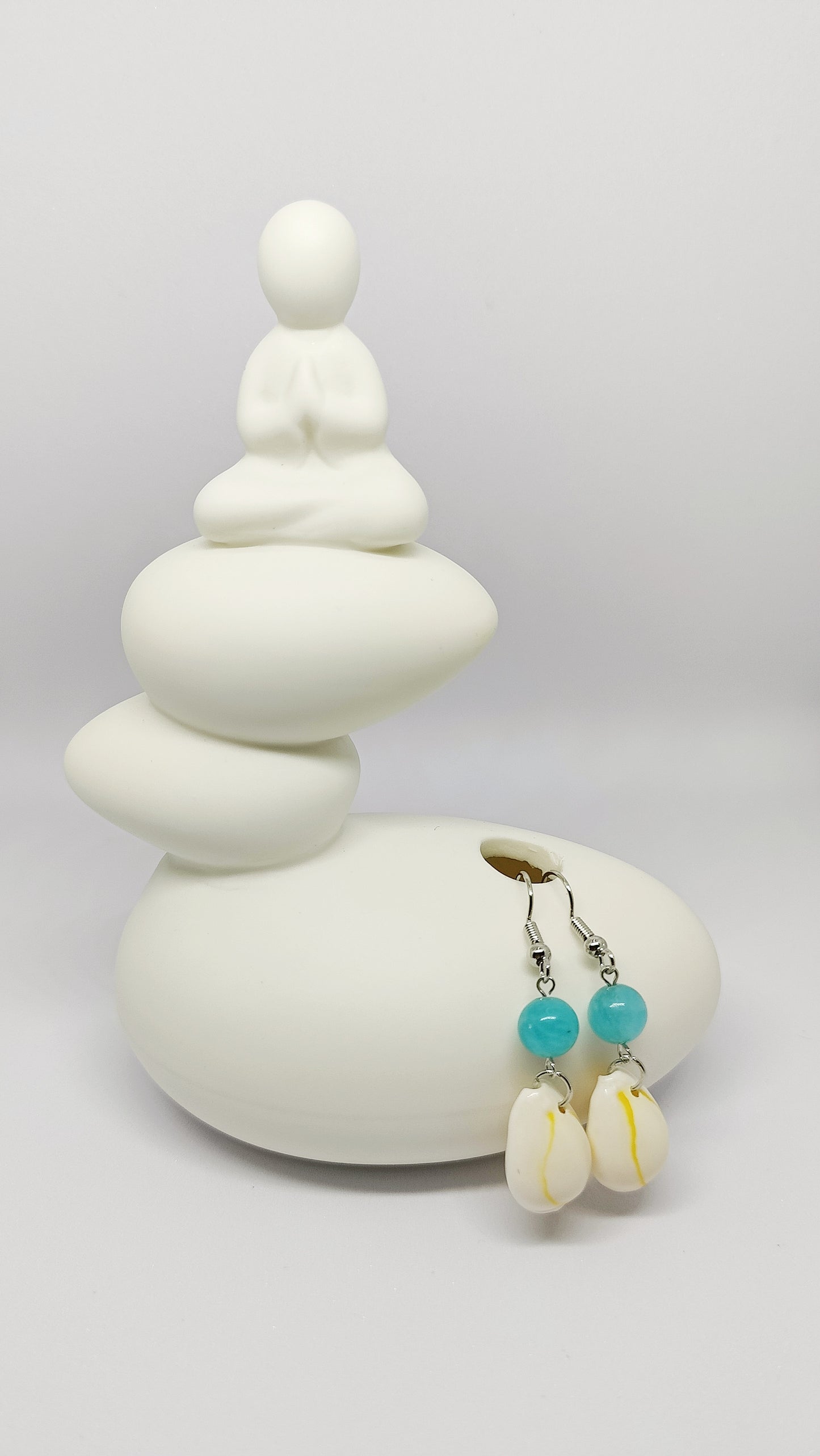 Serene Seas Amazonite Bead and Shell Earrings