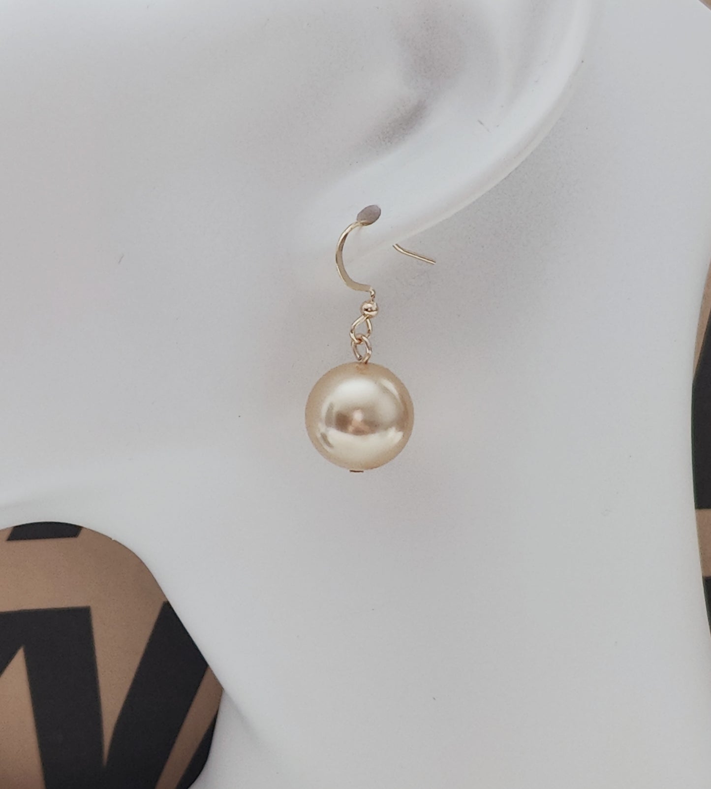 Golden Elegance Glass Pearl Earrings