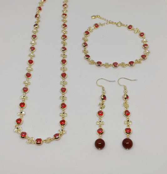 Scarlet Glass Bead Elegance Chain Jewelry Set