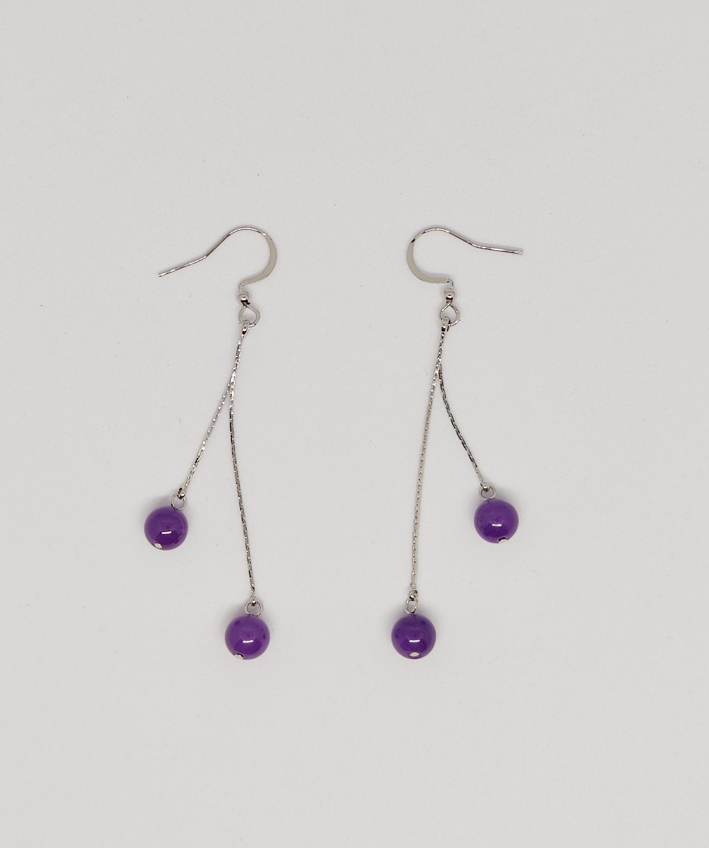 Purple Mica Double Chain Earrings