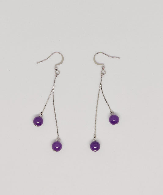 Purple Mica Double Chain Earrings