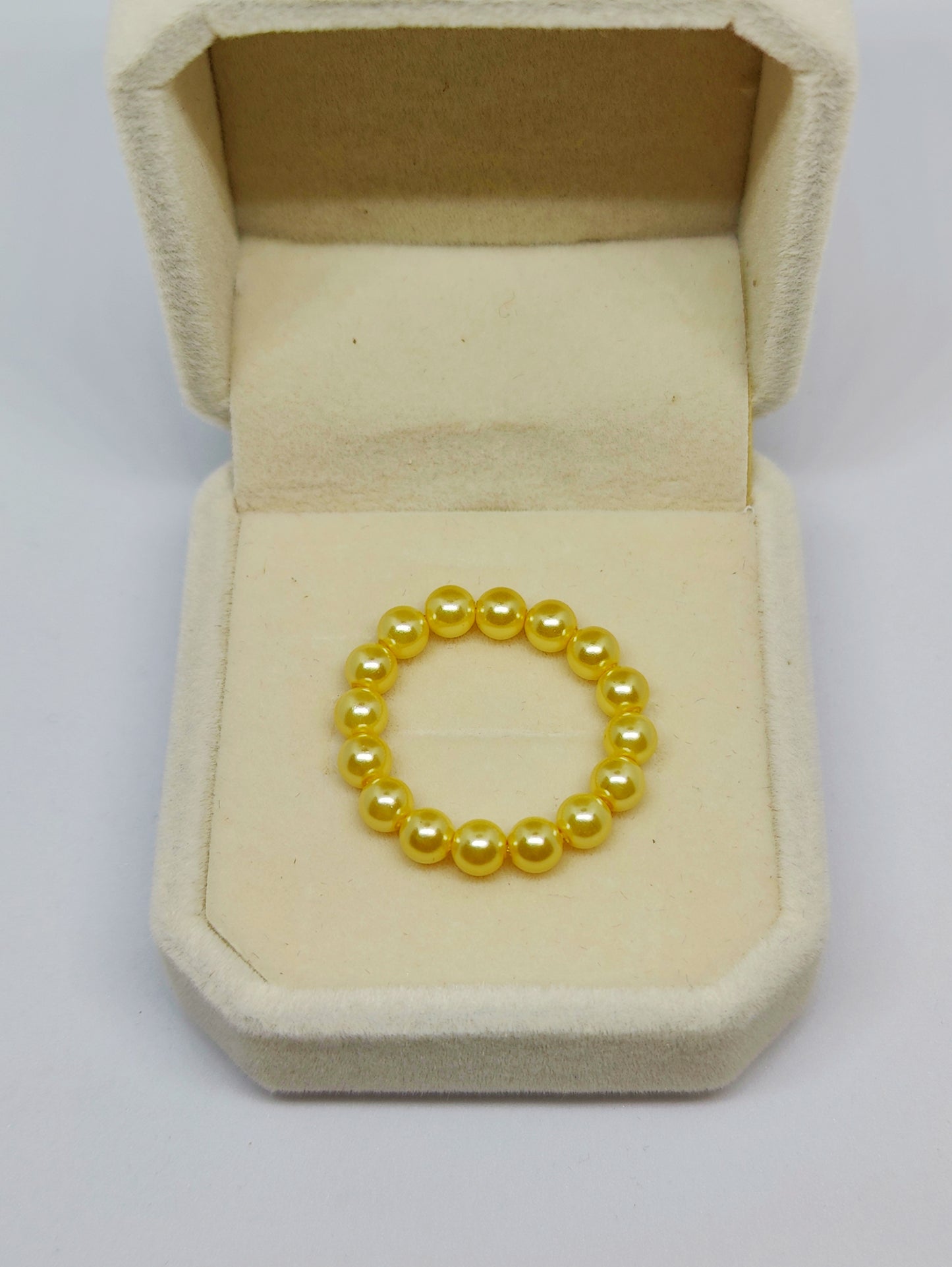 Gold Color Glass-Pearl Ring (Size 54-56)