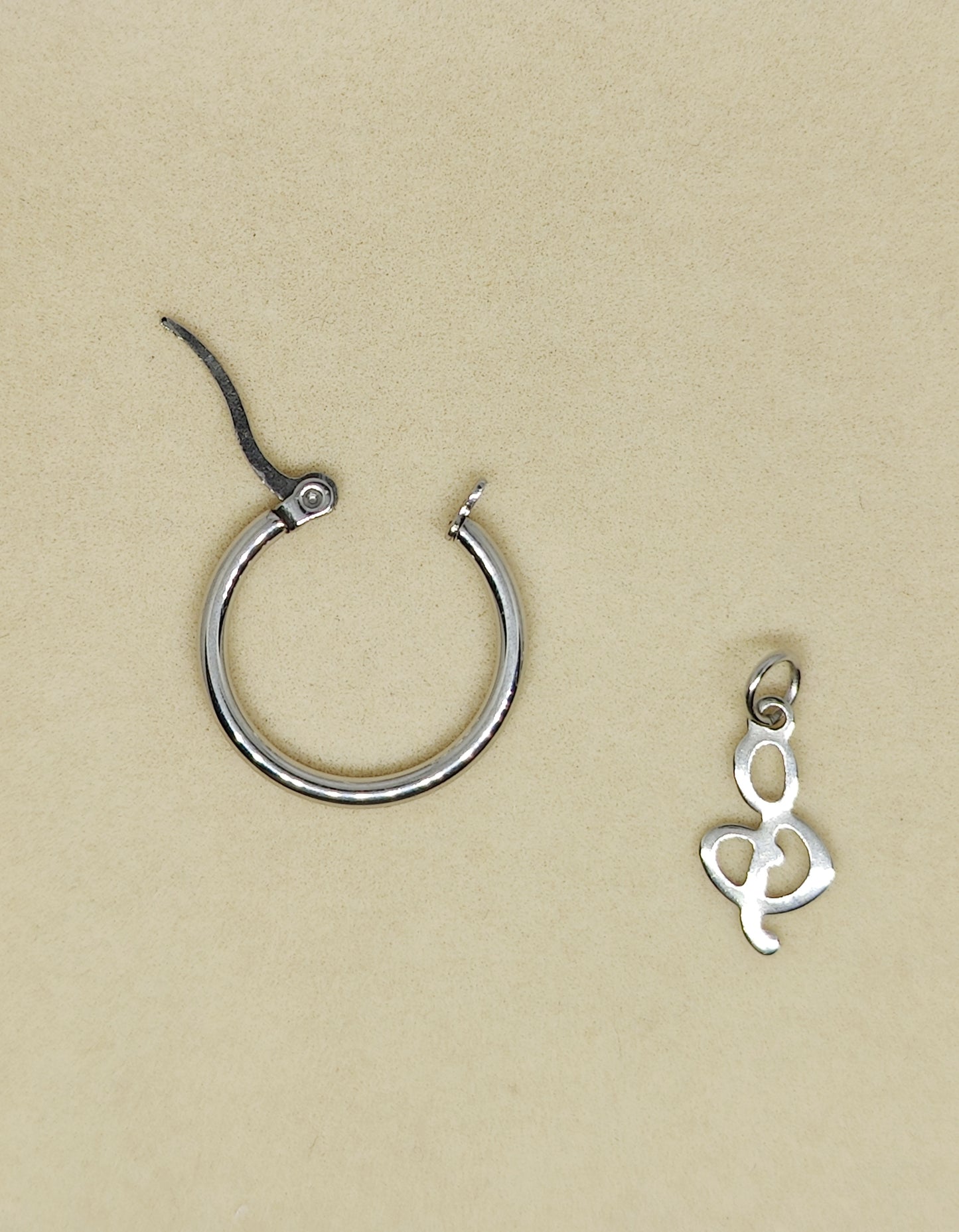 Big Round Earrings with Musical-Note-Shaped Pendant