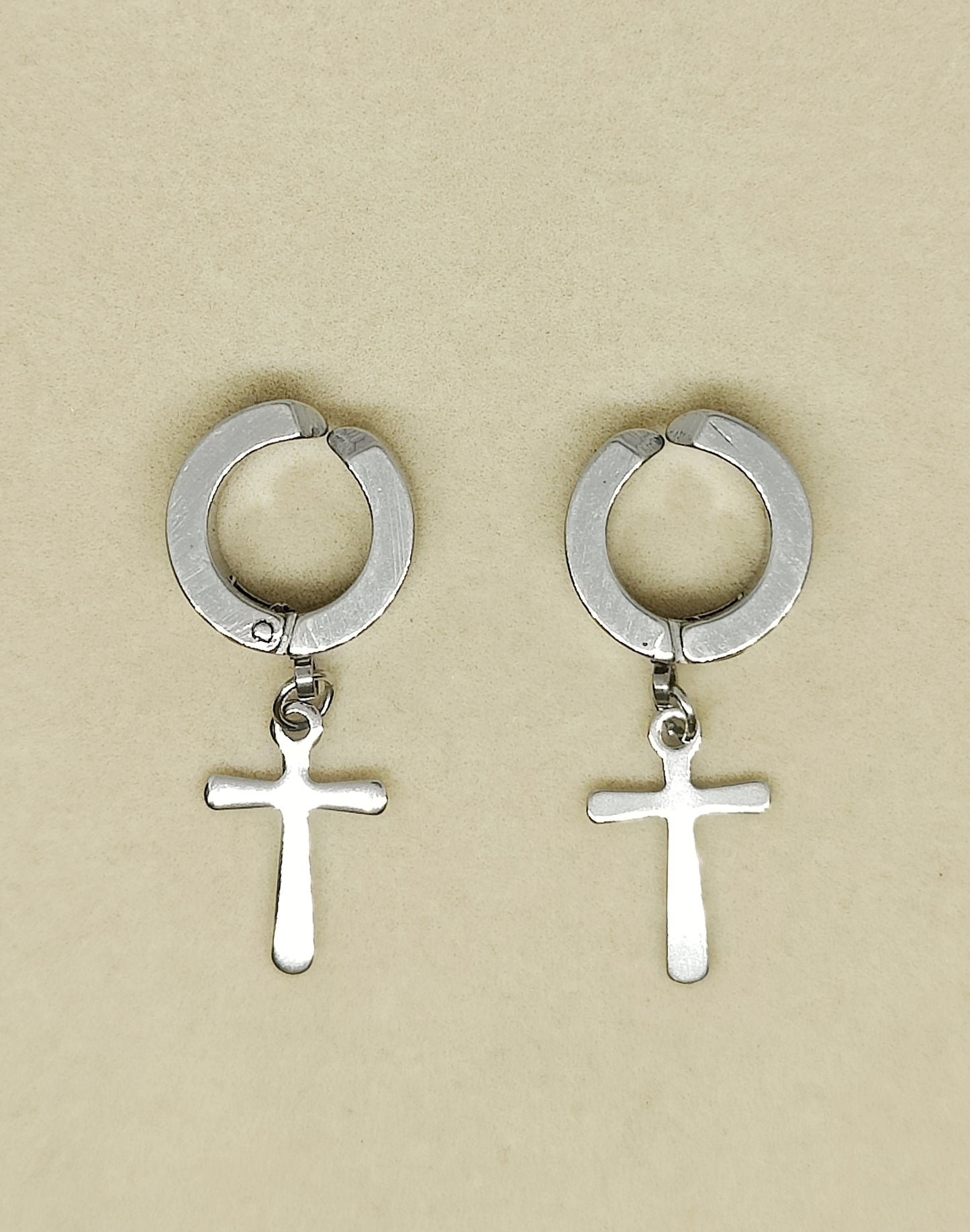 Chic Clip-On Earrings with Exquisite Cross Pendant