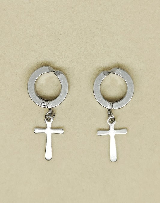 Chic Clip-On Earrings with Exquisite Cross Pendant