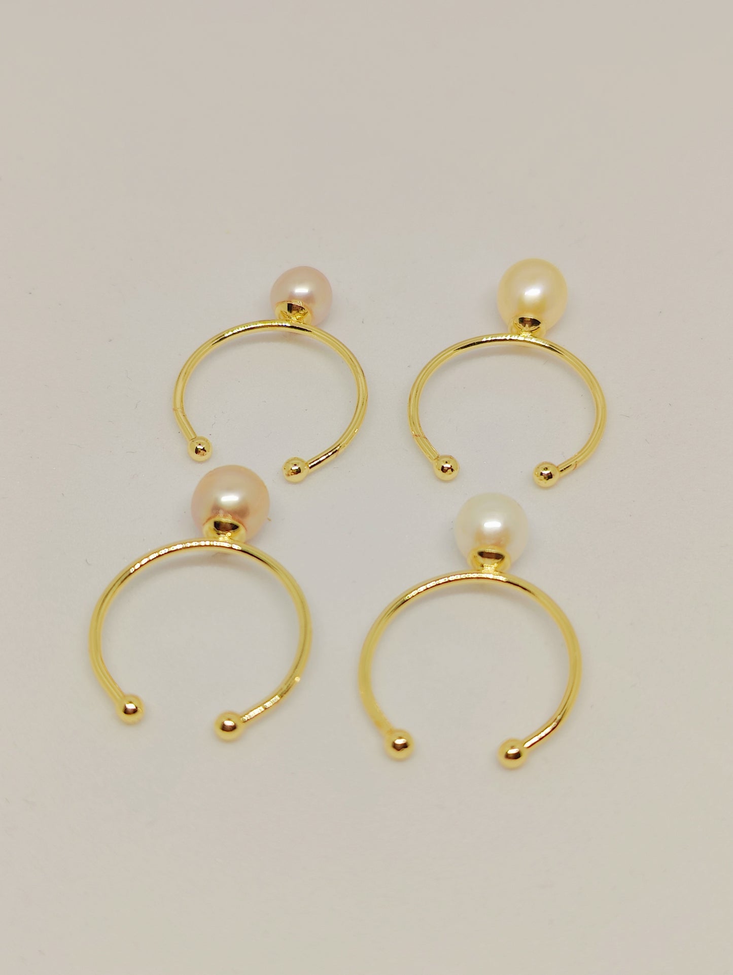 Multicolor Freshwater Pearl Gold-Plated Copper Rings Set (Size Adjustable)