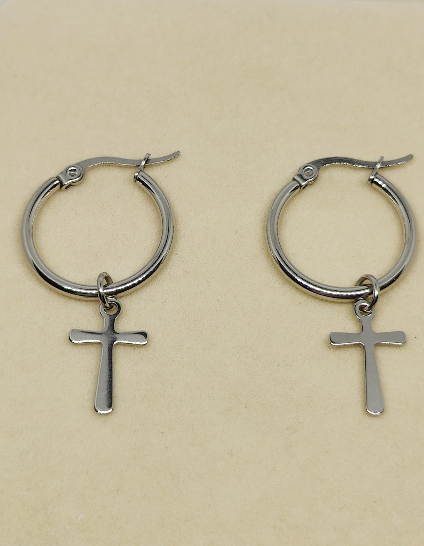 Big Round Earrings with Exquisite Cross Pendant