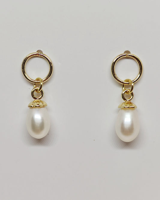 Classic Round Stud Earrings with Freshwater Pearls