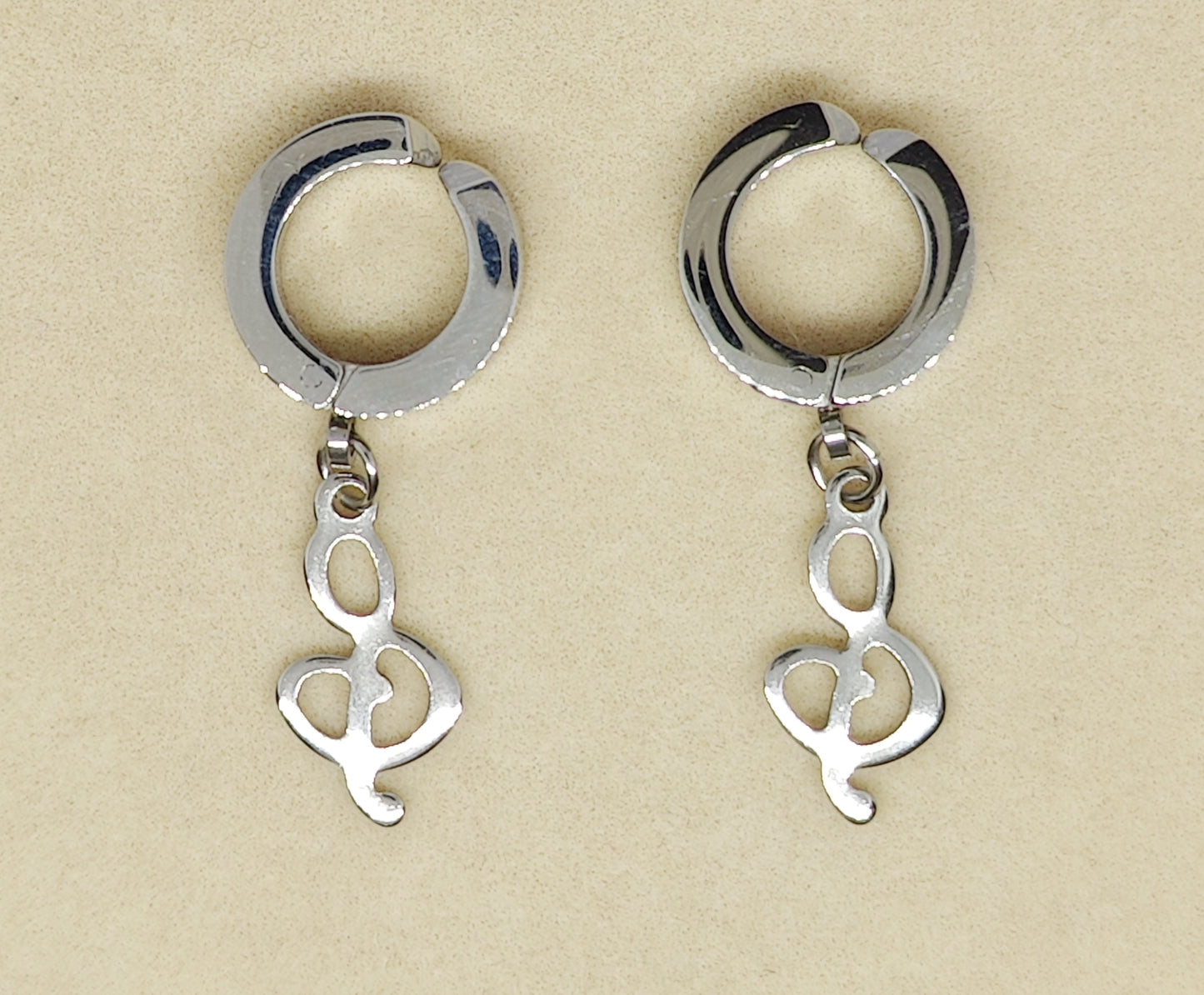 Chic Clip-On Earrings with Musical-Note-Shaped Pendant