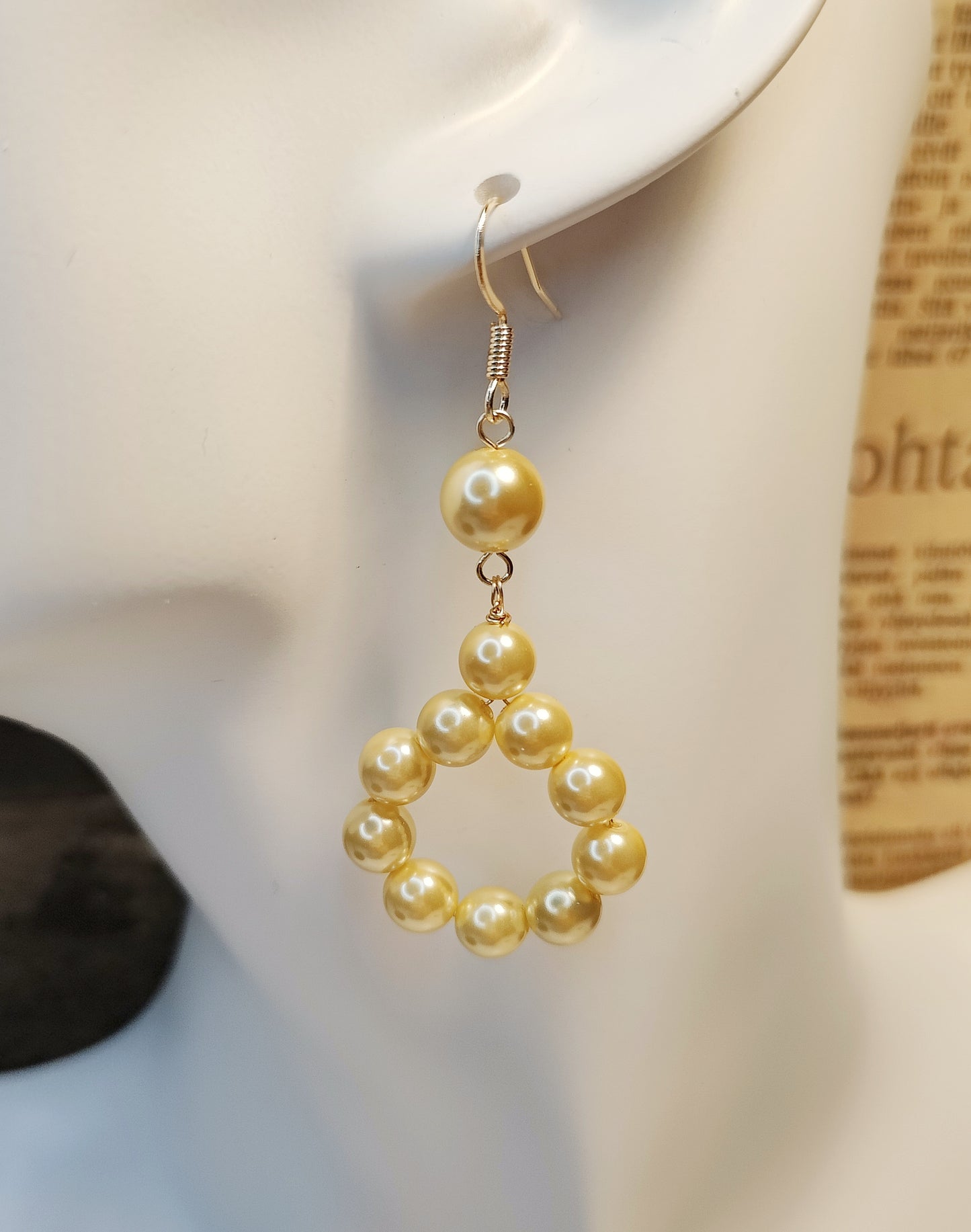 Elegant Golden Color Bead Circle Earrings