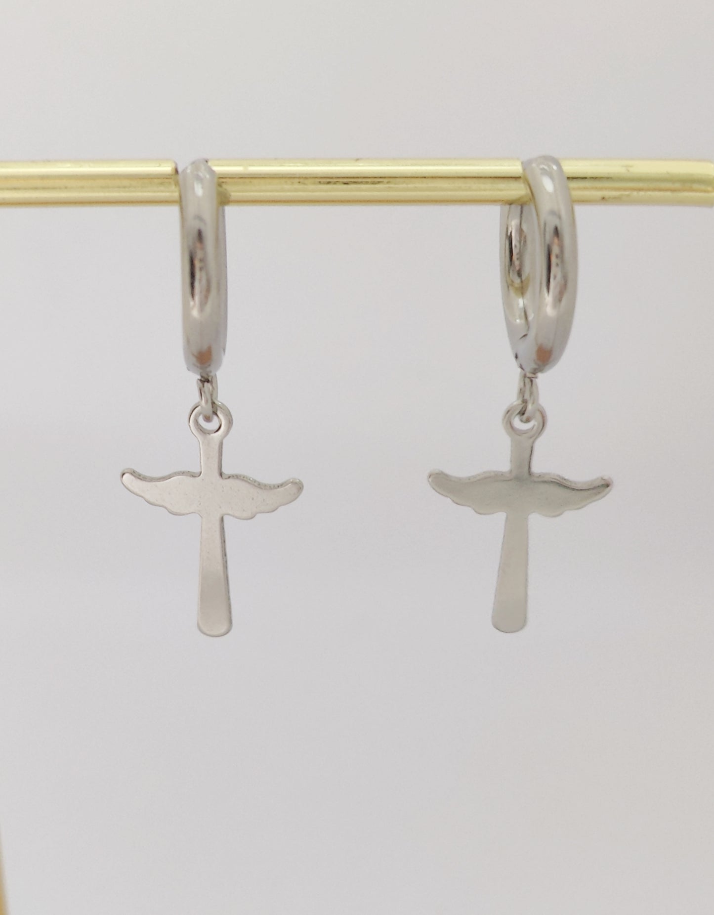 Round Earrings with Exquisite Cross Pendant