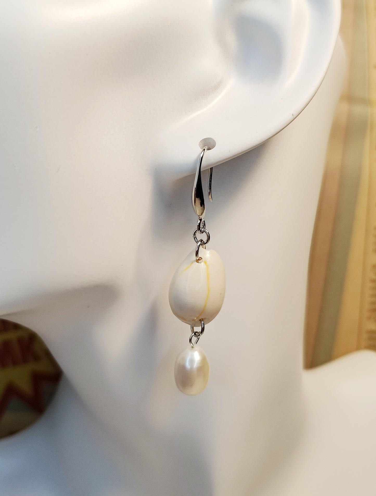 Shell and Pearl with French-Style Hook Earrings