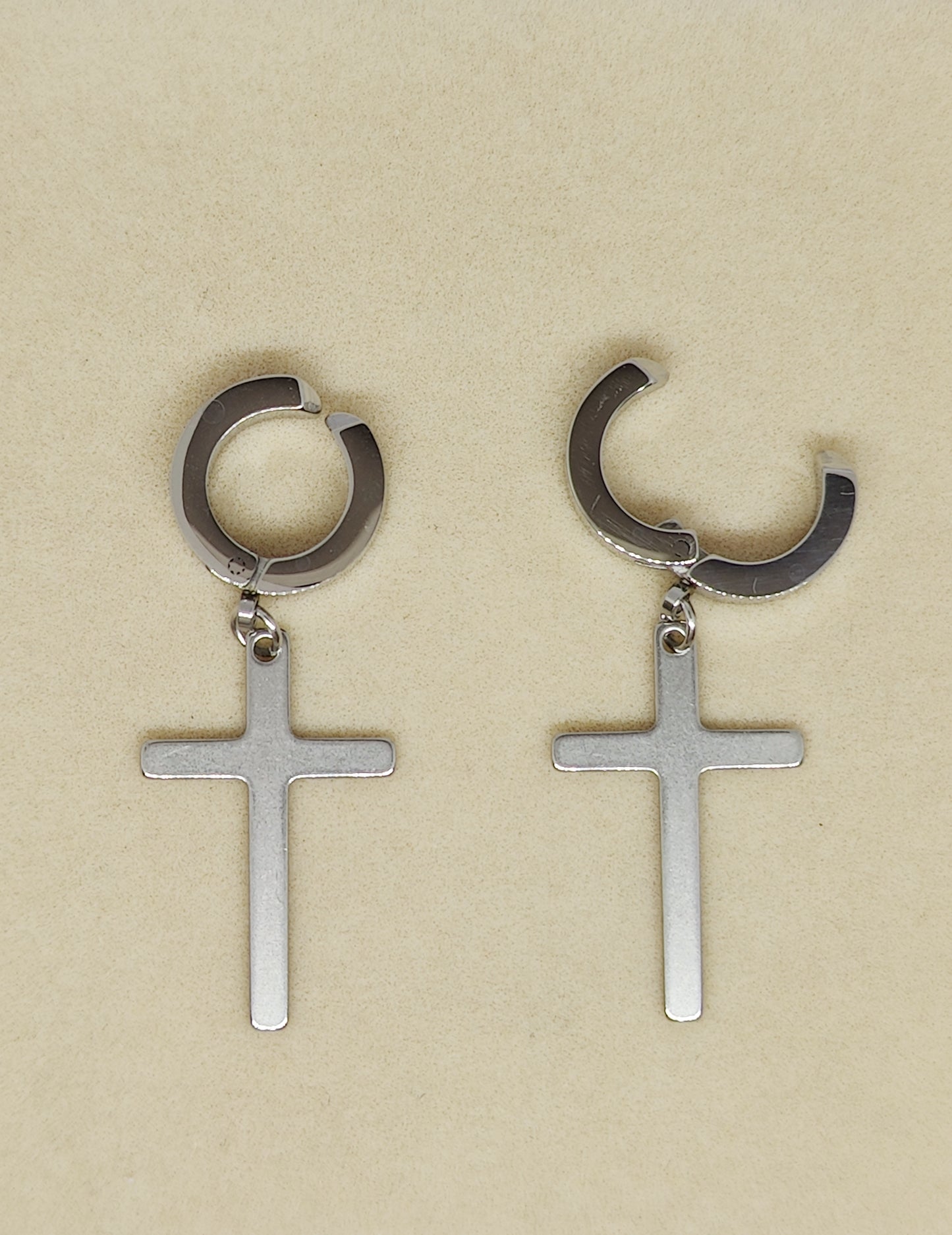 Chic Clip-On Earrings with Elegant Cross Pendant