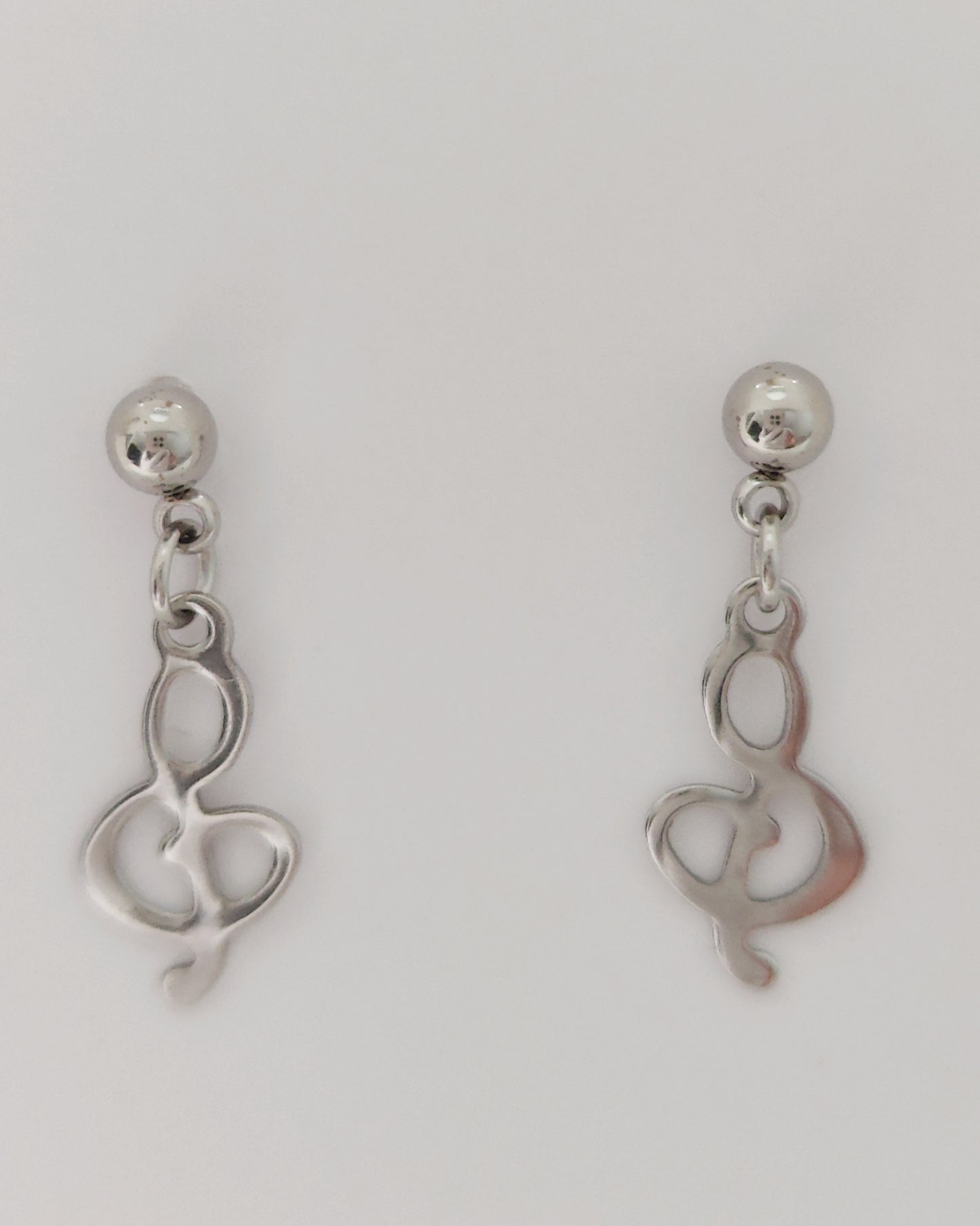 Ball Stud Earrings with Musical-Note-Shaped Pendant(Medium)