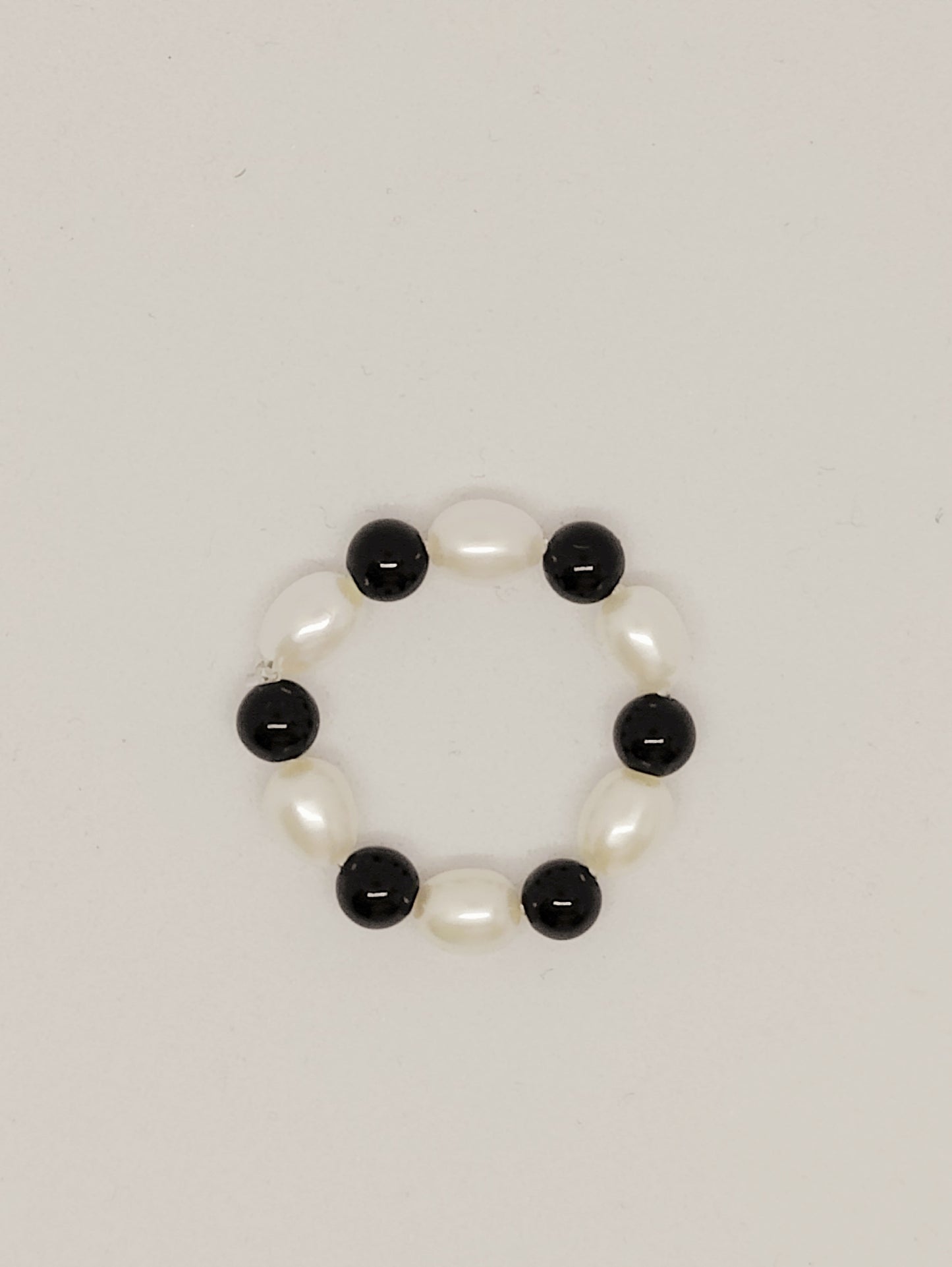 Freshwater Pearl and Obsidian Ring