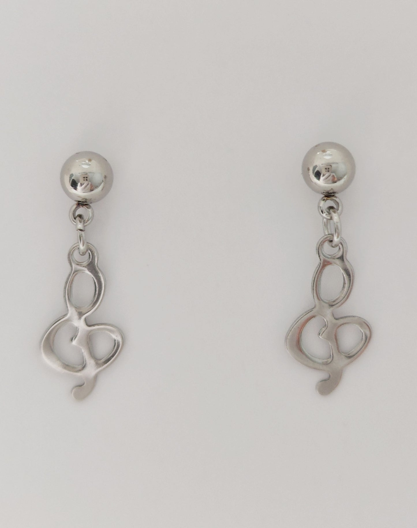 Ball Stud Earrings with Musical-Note-Shaped Pendant(Large)