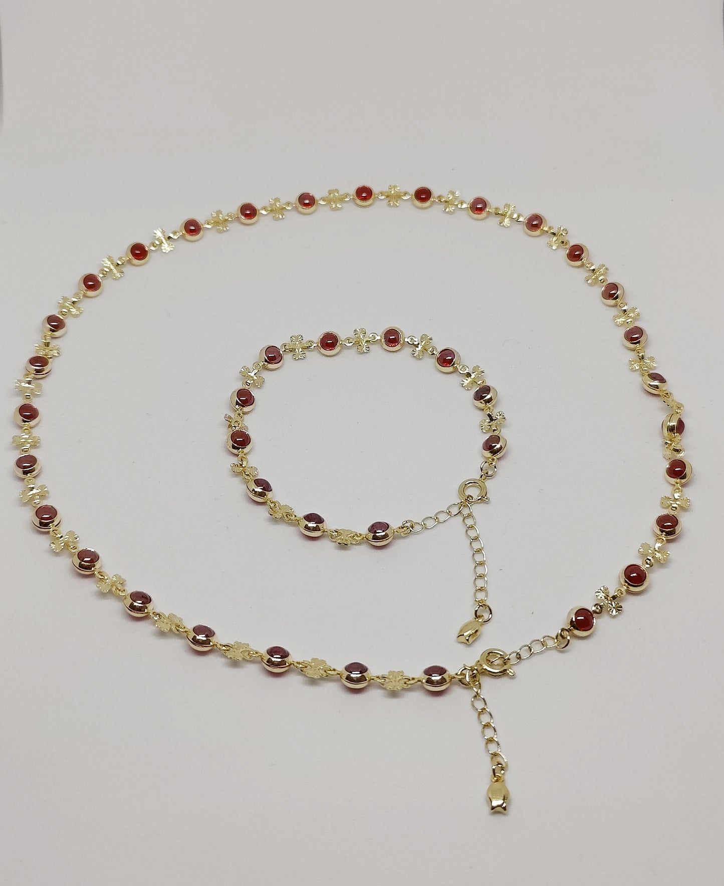 Scarlet Glass Bead Elegance Chain Jewelry Set