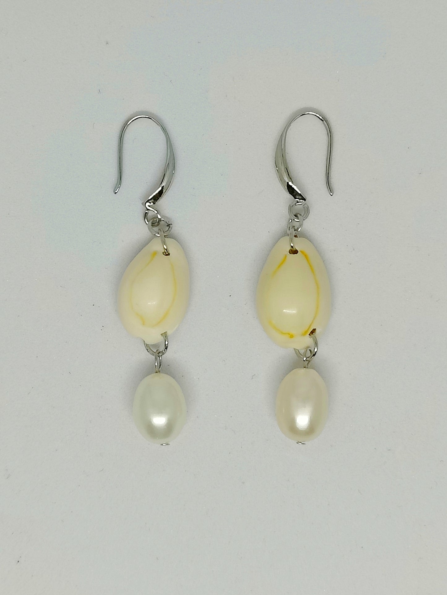 Shell and Pearl with French-Style Hook Earrings