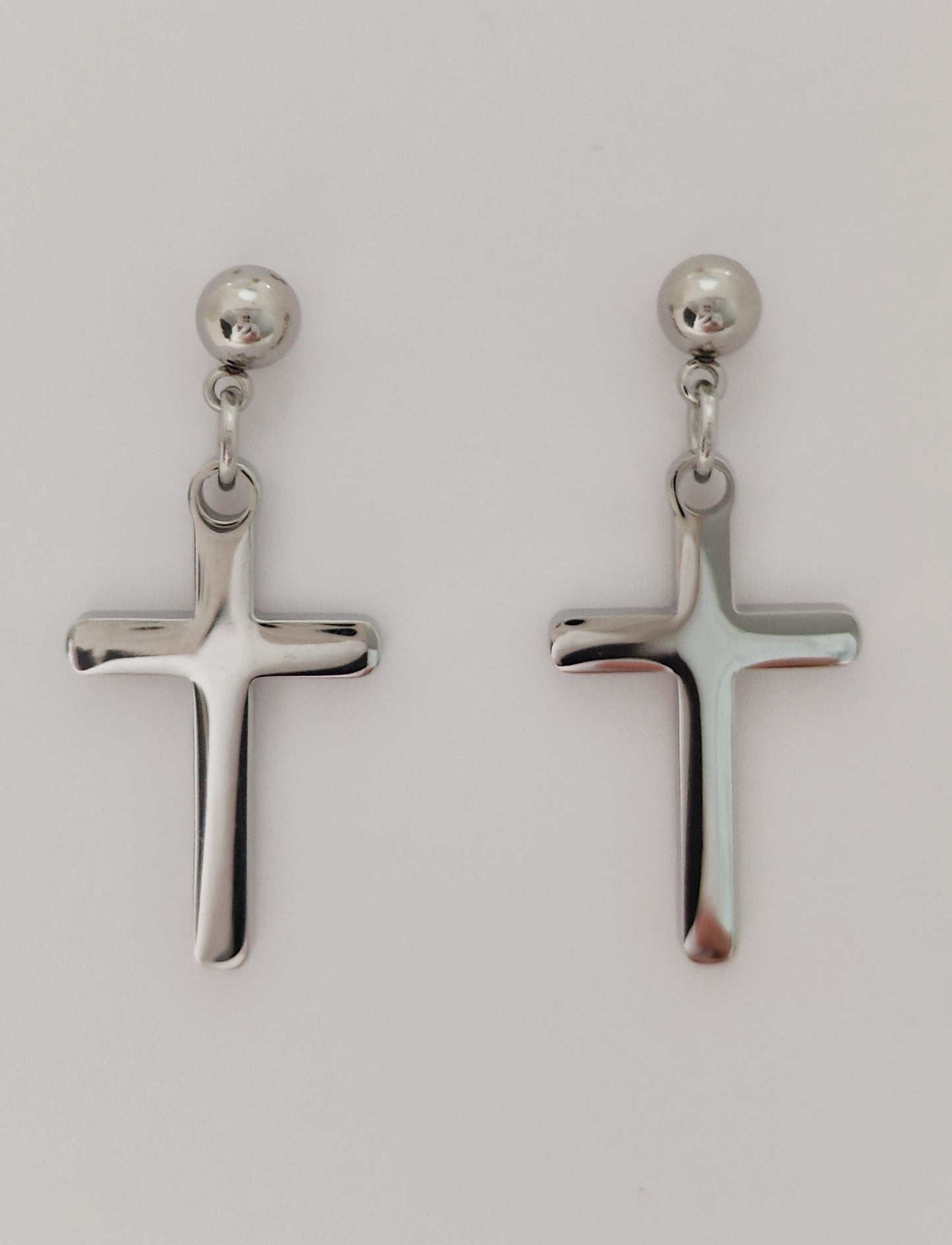 Timeless Ball Stud Earrings with a Bold Cross Pendant