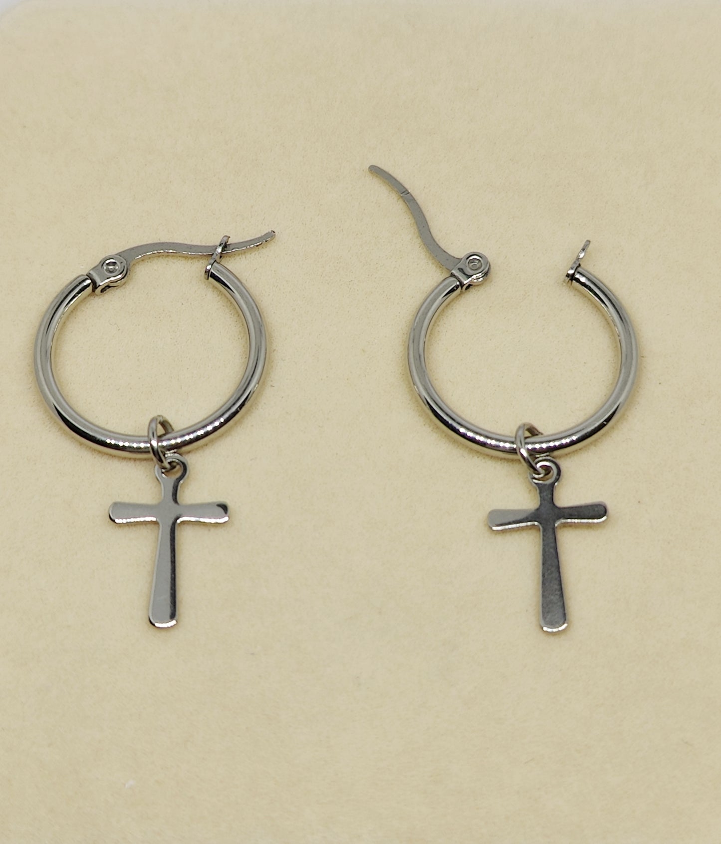 Big Round Earrings with Exquisite Cross Pendant