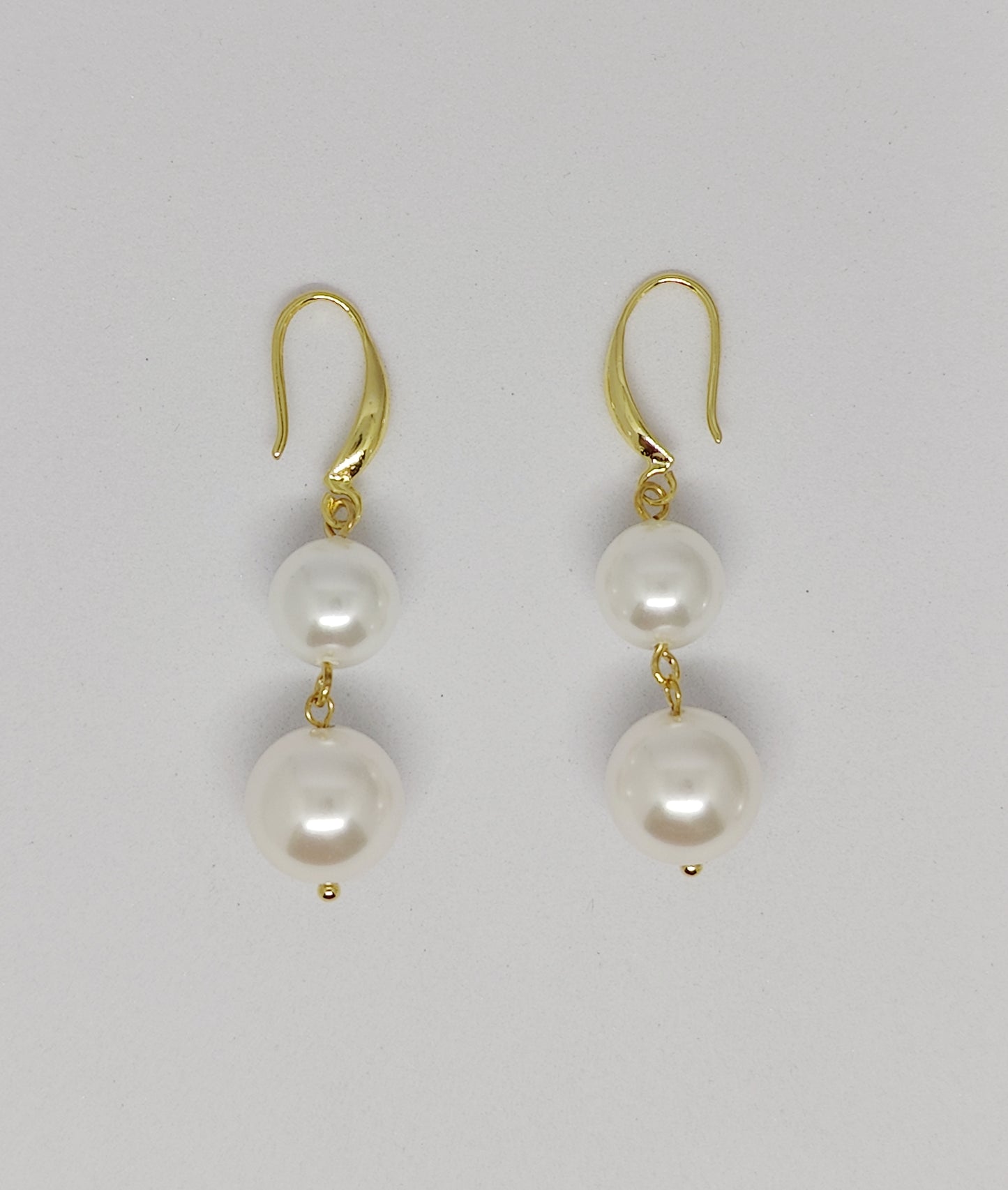 French Ear Hooks with Double Shell-Pearls