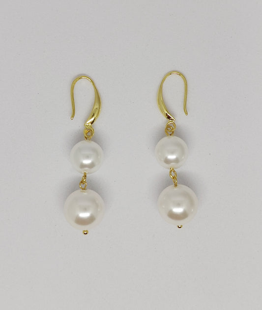 French Ear Hooks with Double Shell-Pearls