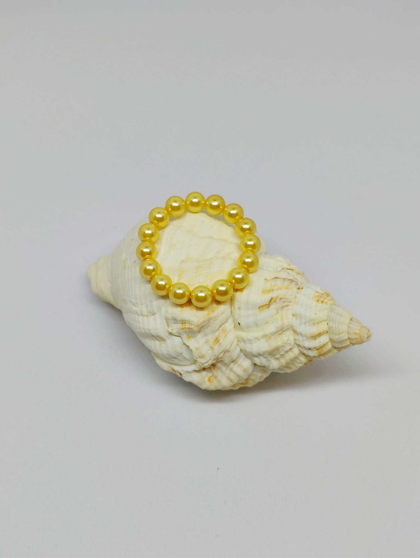 Gold Color Glass-Pearl Ring (Size 54-56)