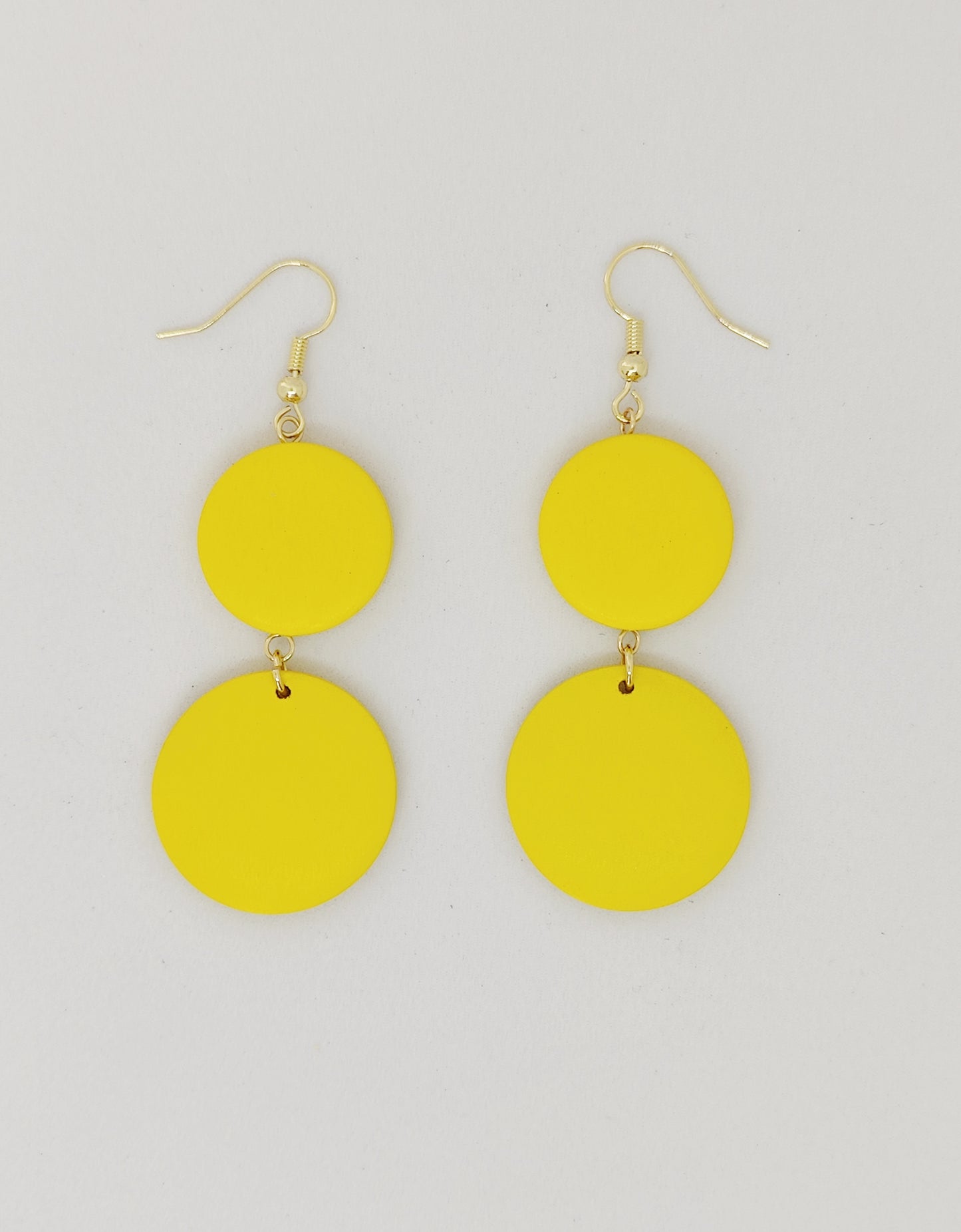 Chic Double Round Pendant Earrings (Yellow)