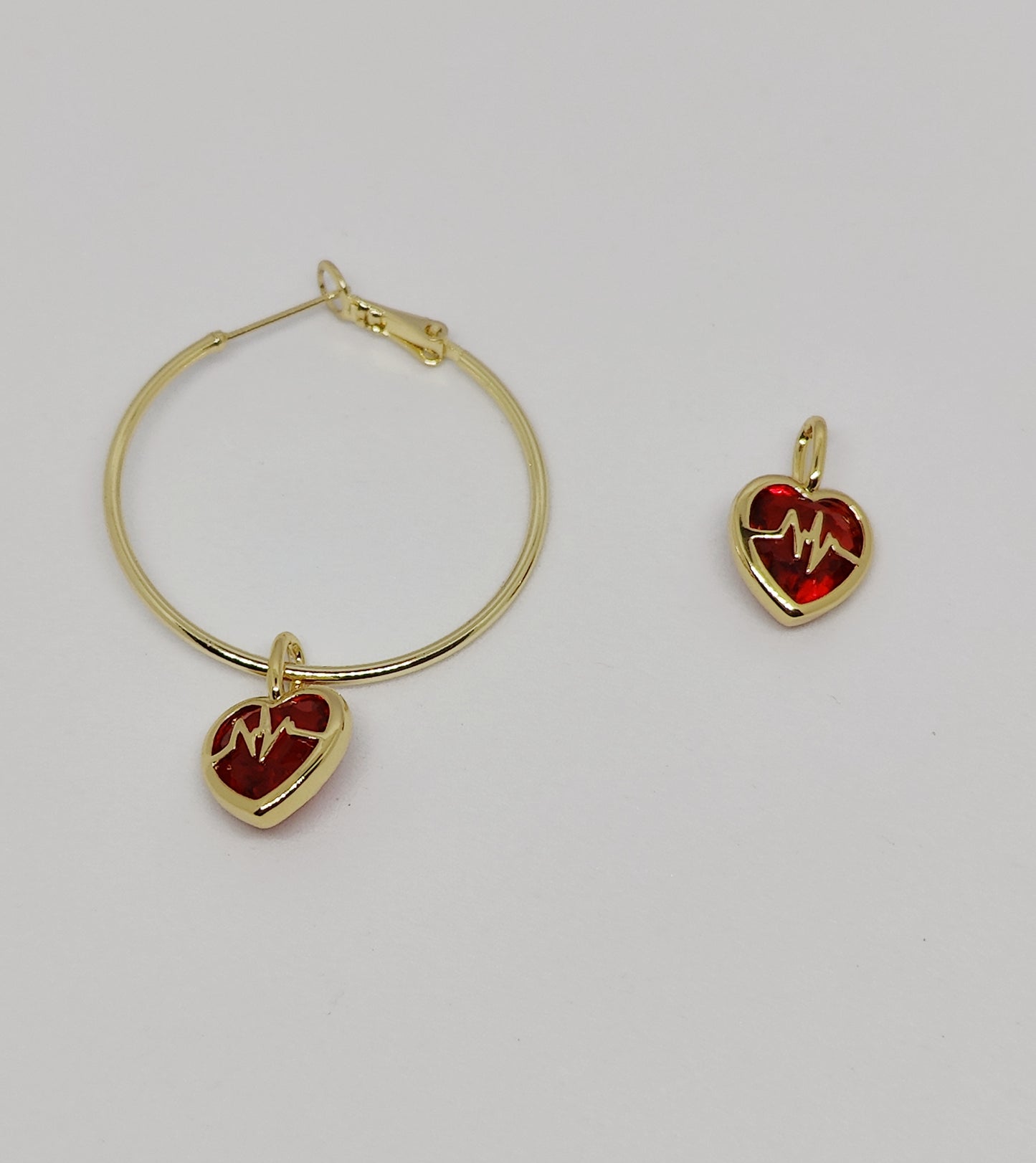 Heartbeat Harmony Earrings: Electrocardiogram Heart Pendants