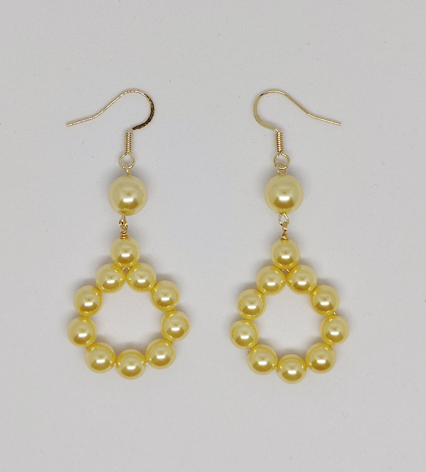 Elegant Golden Color Bead Circle Earrings