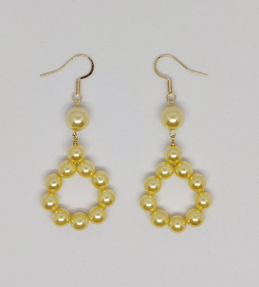 Elegant Golden Color Bead Circle Earrings