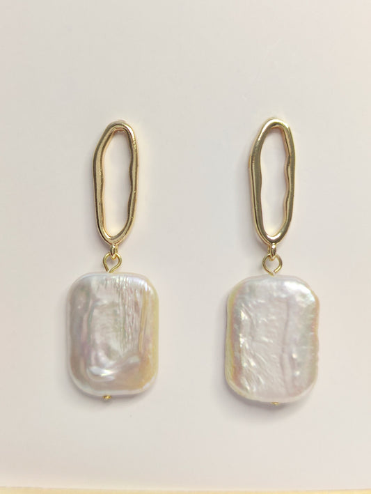 Sleek Pearl Rectangle Drops