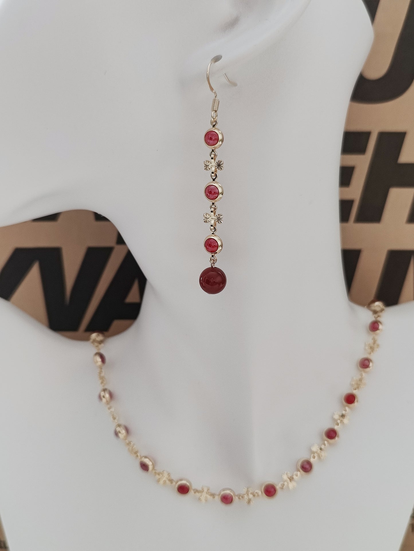 Scarlet Glass Bead Elegance Chain Jewelry Set