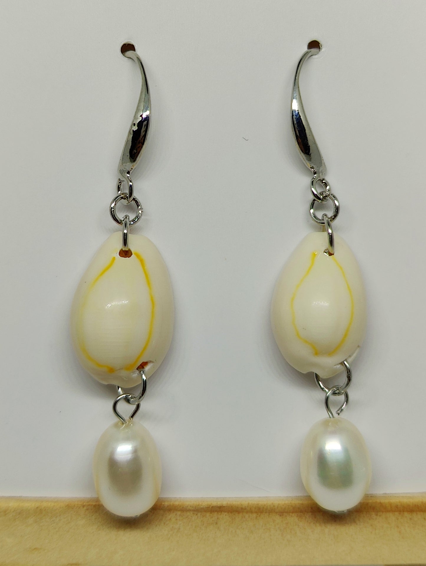 Shell and Pearl with French-Style Hook Earrings