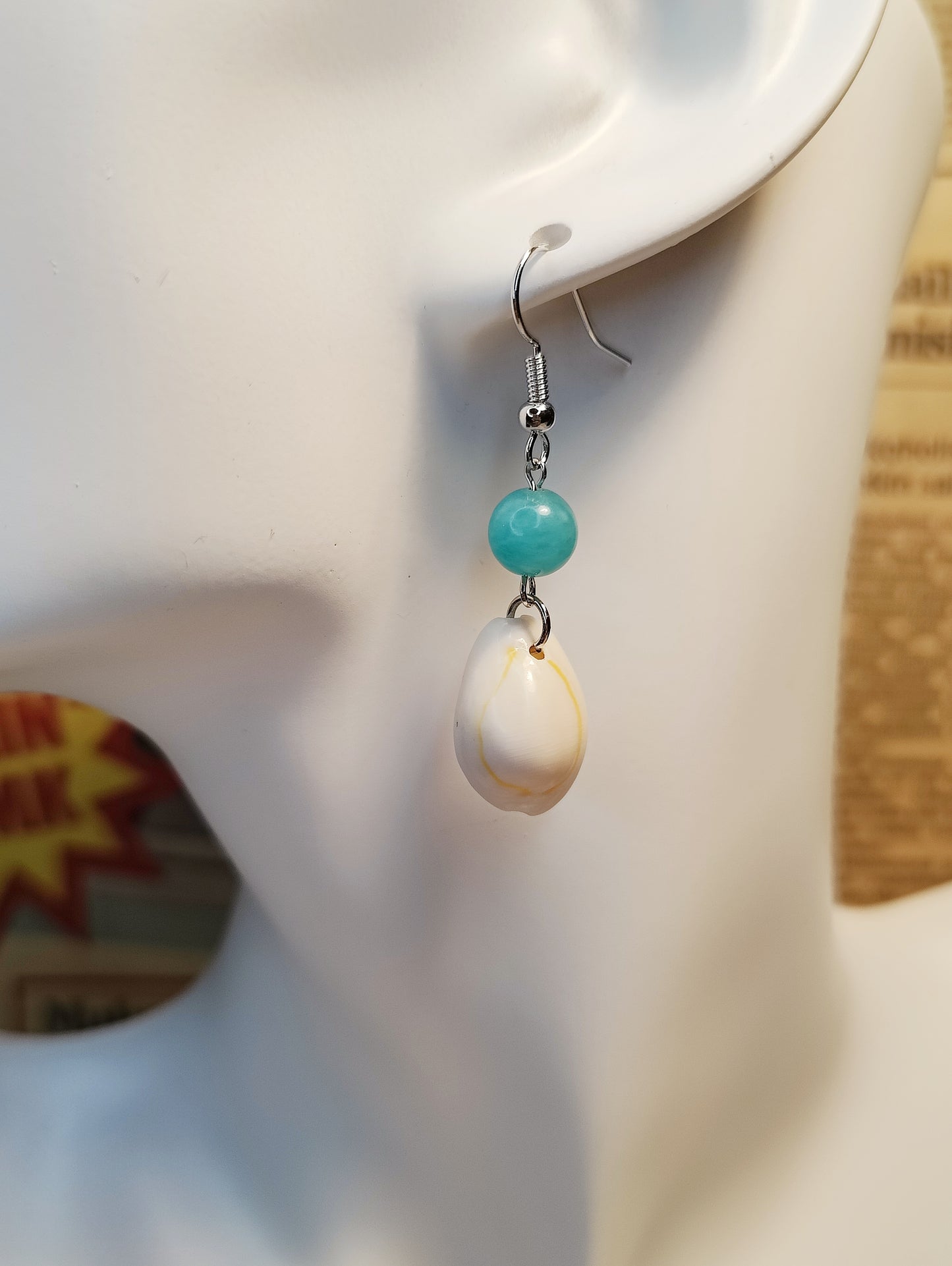 Serene Seas Amazonite Bead and Shell Earrings