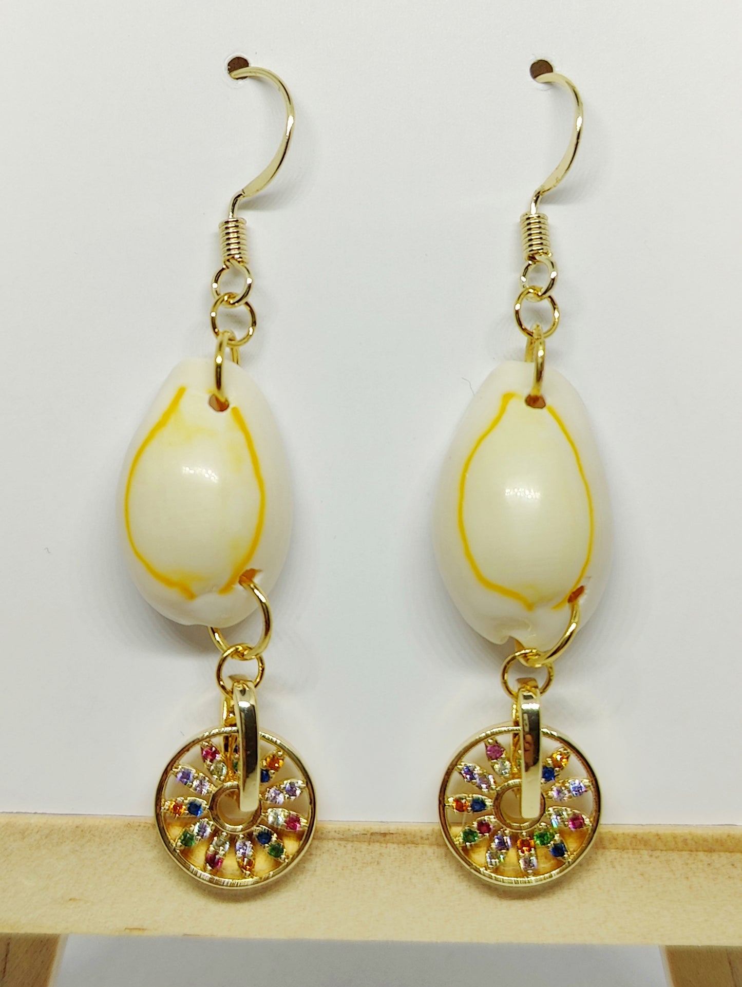 Tropical Radiance Shell and Colored Zircon Earrings