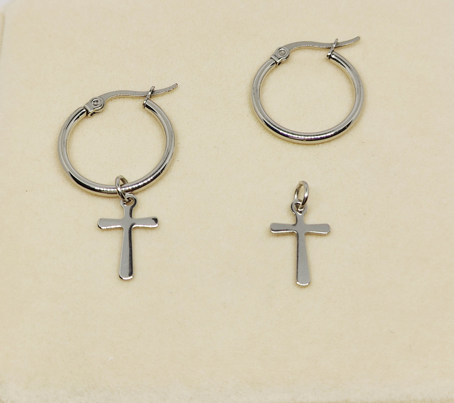 Big Round Earrings with Exquisite Cross Pendant