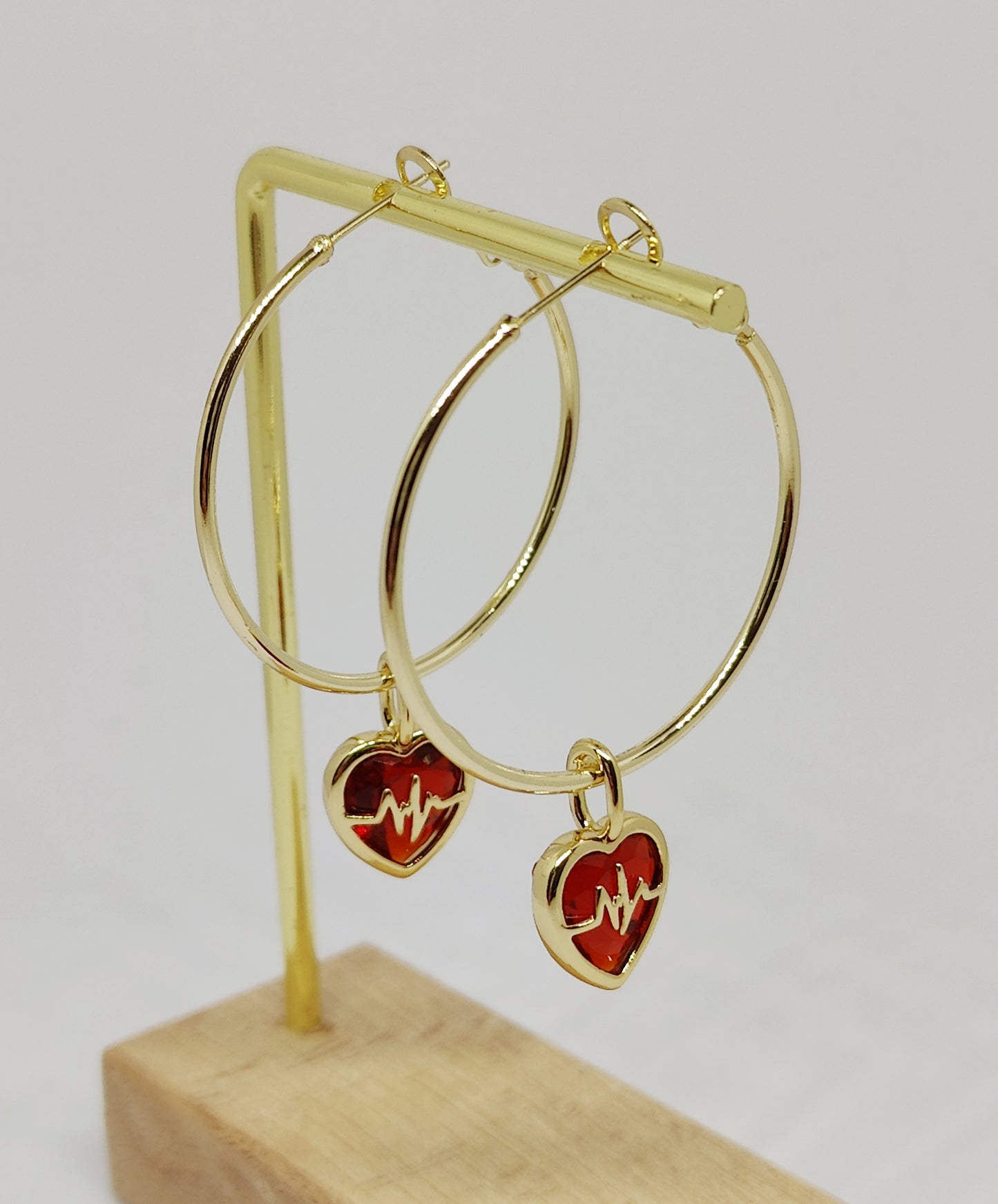 Heartbeat Harmony Earrings: Electrocardiogram Heart Pendants