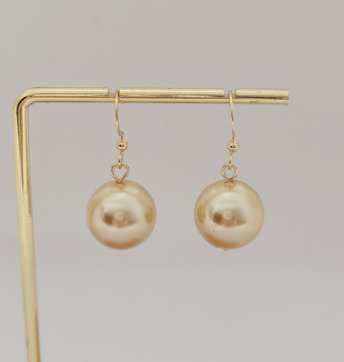 Golden Elegance Glass Pearl Earrings