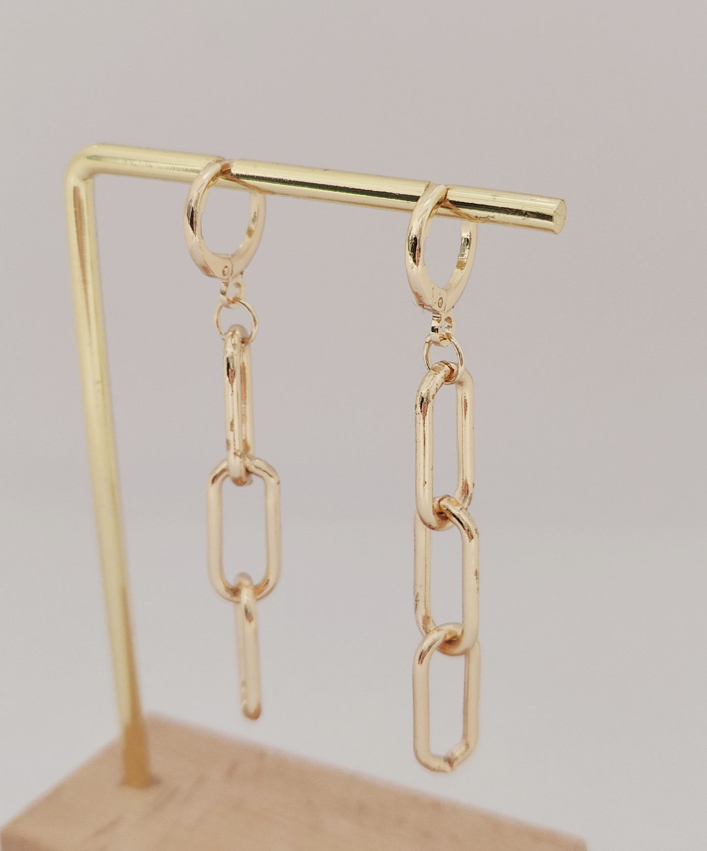 Triple Oval Chain Drop Hoop Earrings