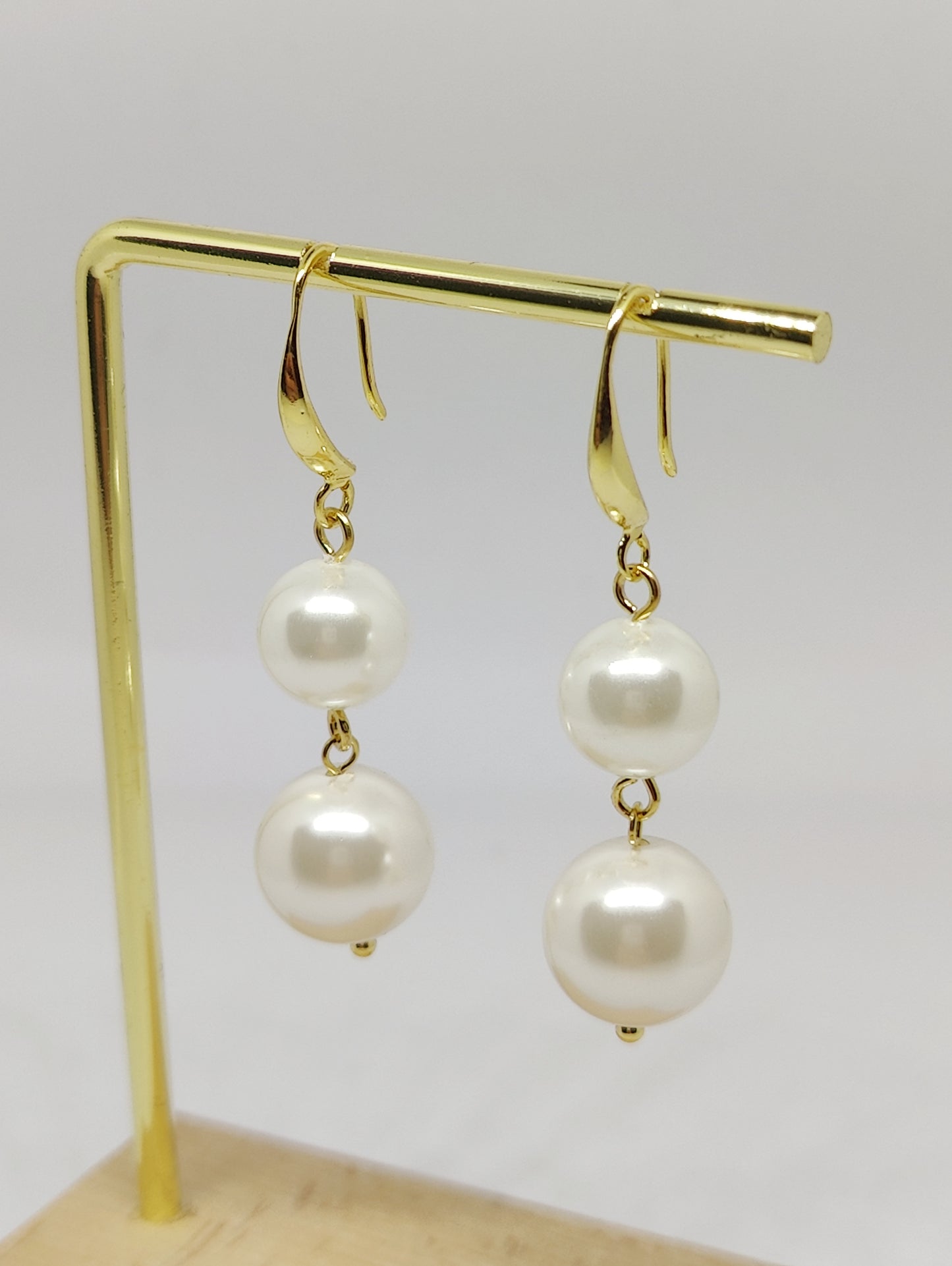 French Ear Hooks with Double Shell-Pearls