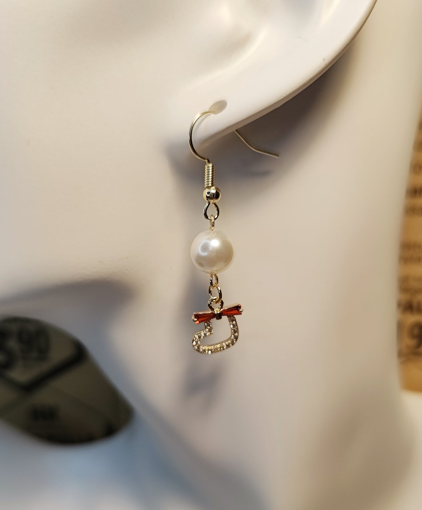 Christmas Sock-Shaped Earrings Adorned with Shell-Pearl and Zircon