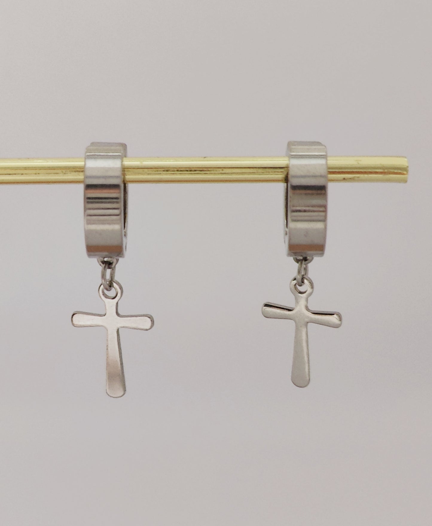 Chic Clip-On Earrings with Exquisite Cross Pendant