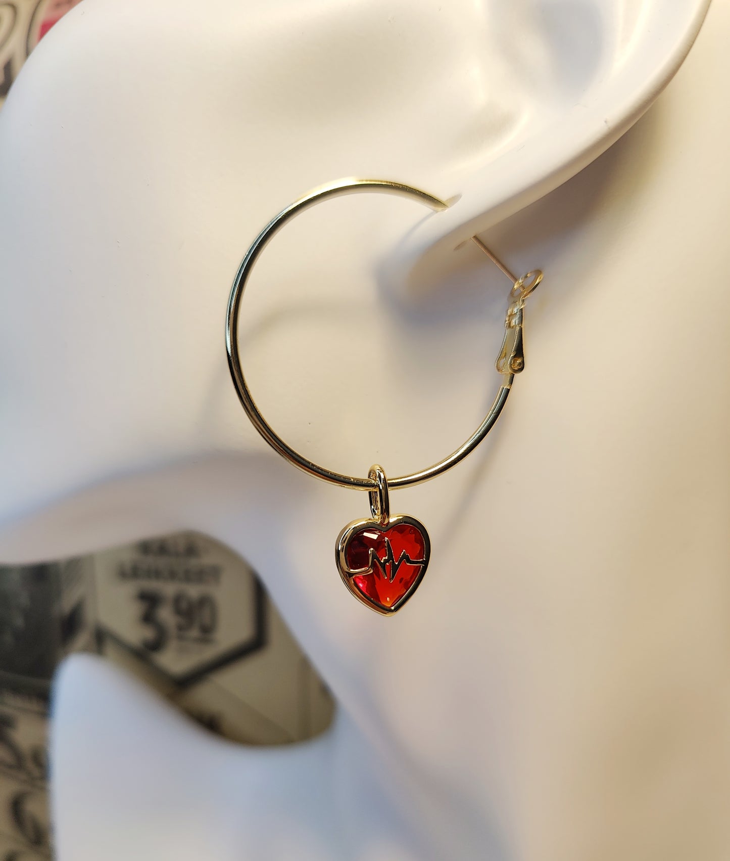 Heartbeat Harmony Earrings: Electrocardiogram Heart Pendants