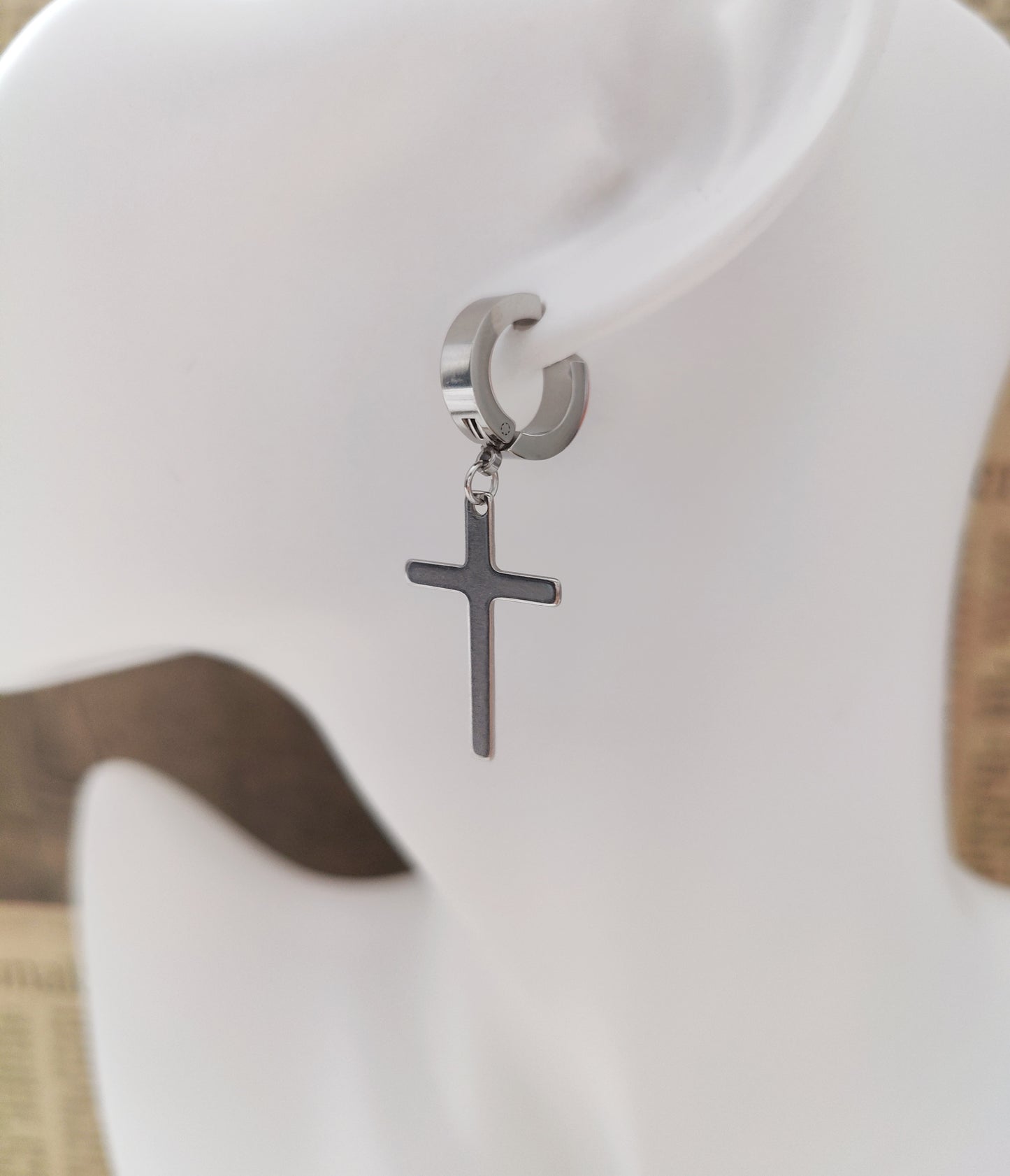 Chic Clip-On Earrings with Elegant Cross Pendant