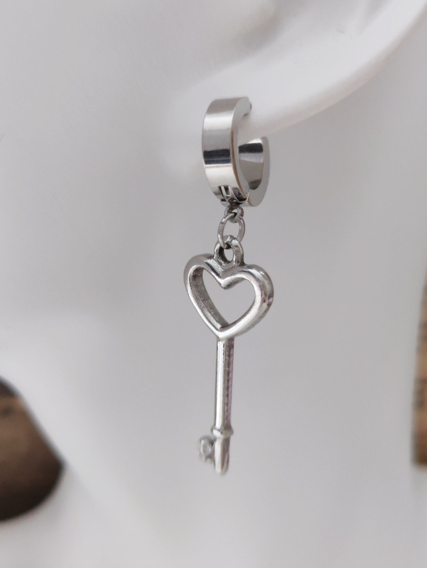 Heart-shaped Lock and Key Earrings(Clips)