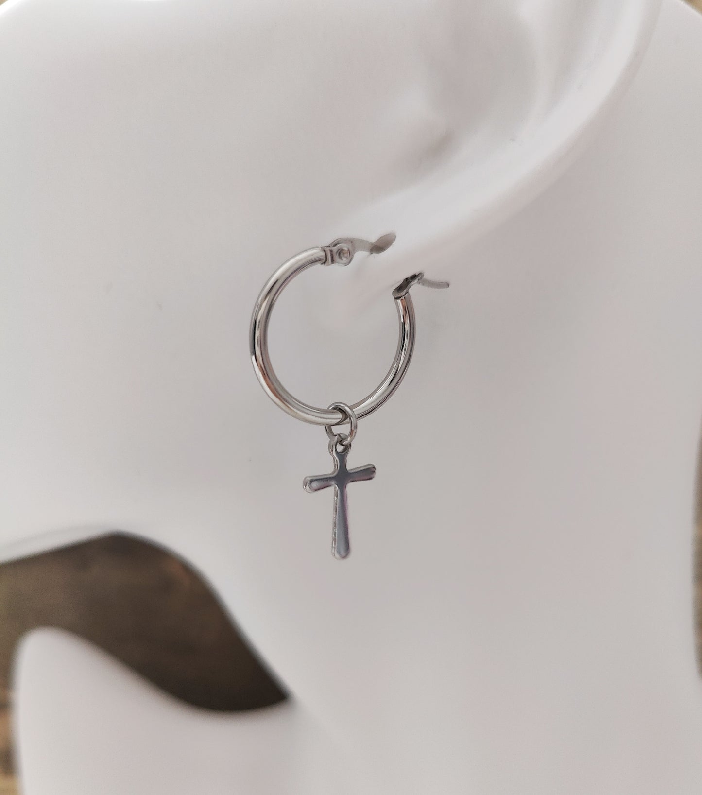 Big Round Earrings with Exquisite Cross Pendant